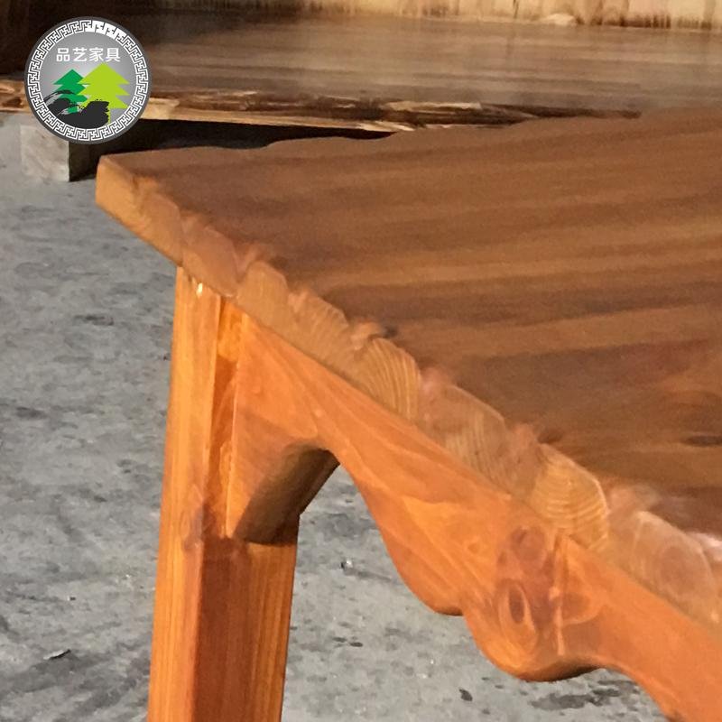 波浪形四方碳化木桌 4