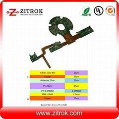 Rigid-flex Mix Green soldermask & Yellow coverlayer PCB board