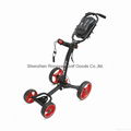 Axglo Flip N' Go 4 Wheel Golf Push Cart Black Red  3