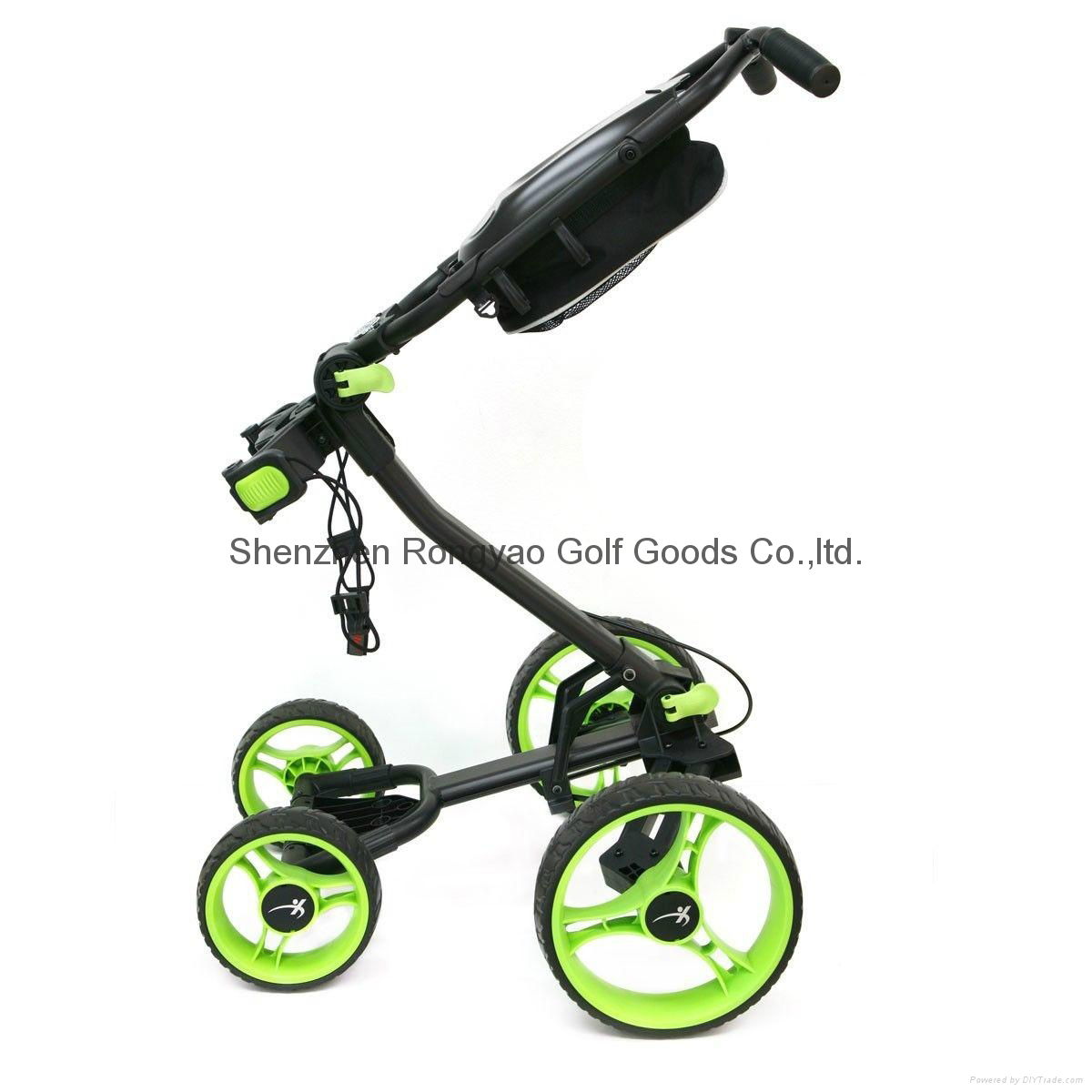 Axglo Flip N' Go 4 Wheel Golf Push Cart Black Red  4