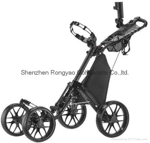 CaddyTek One-Click Folding 4 Wheel Version 3 Golf Push Cart  2