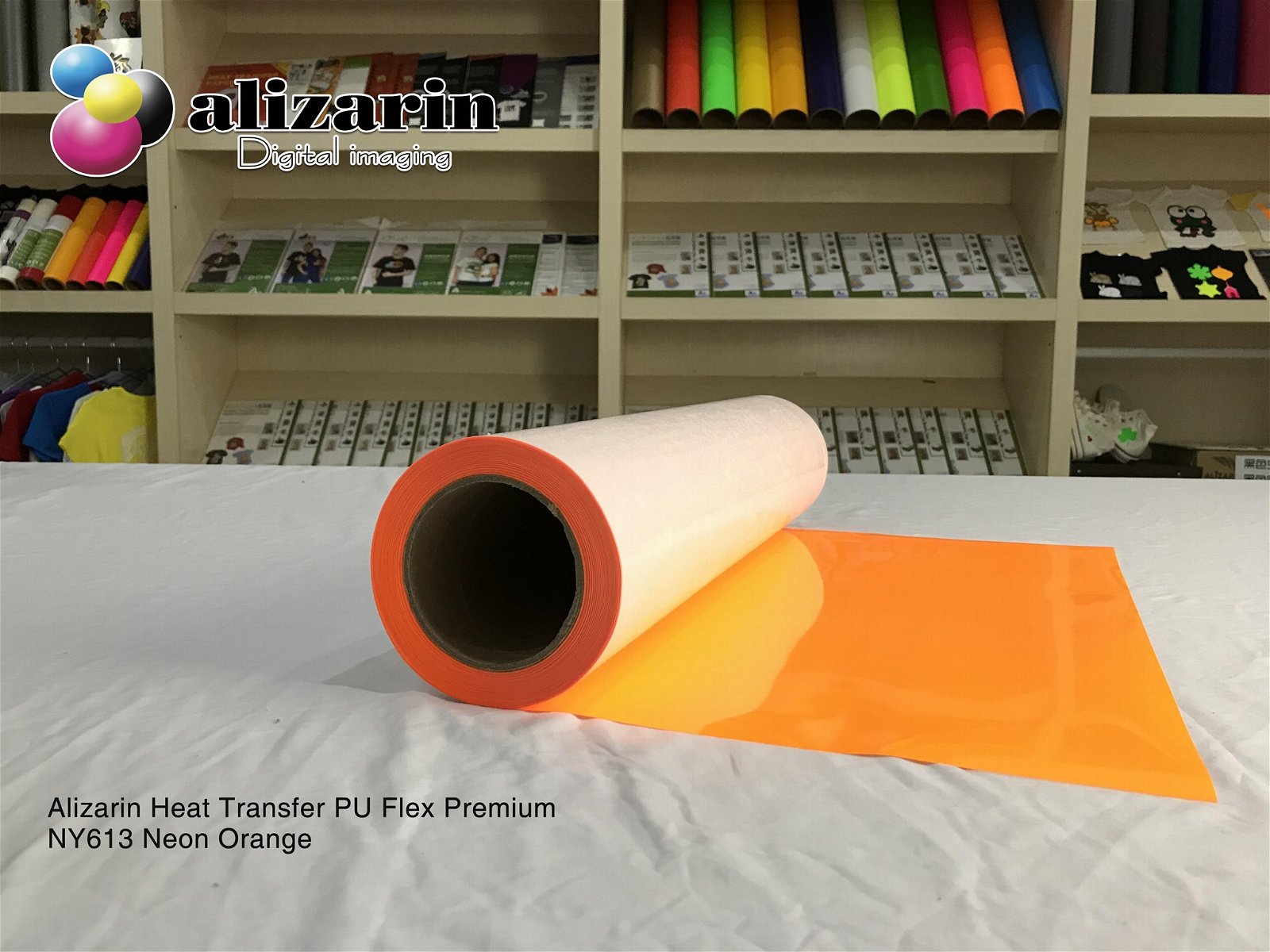 Alizarin Cuttable heat transfer PU Flex Vinyl  (NOR613 Neon Orange)