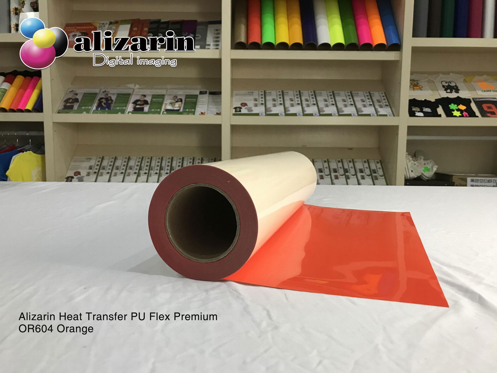 Alizarin Cuttable heat transfer PU Flex Vinyl  (OR604 Orange)