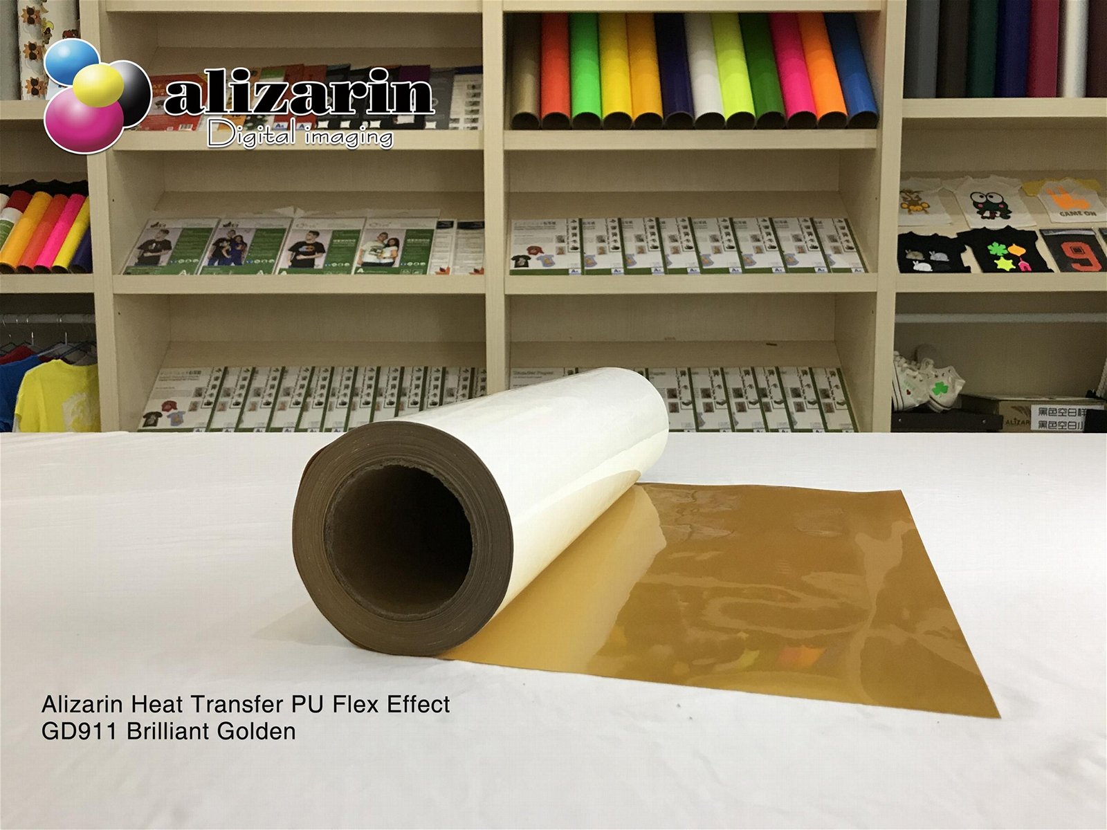 Alizarin Brilliant Golden Heat Transfer PU Flex Rolls Oem-Alizarin(GD911)