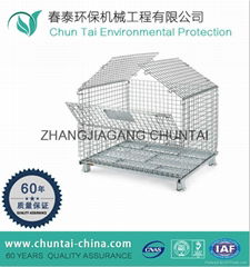 Steel Foldable Rolling Container Wire Mesh Storage Cage