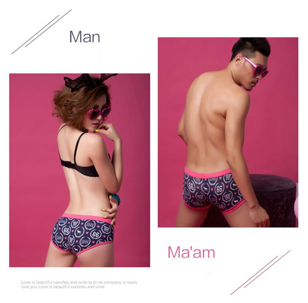 (1Set=2pcs) Men's Underwear Boxers + Sexy Women Underwear Briefs Triangle Fashio