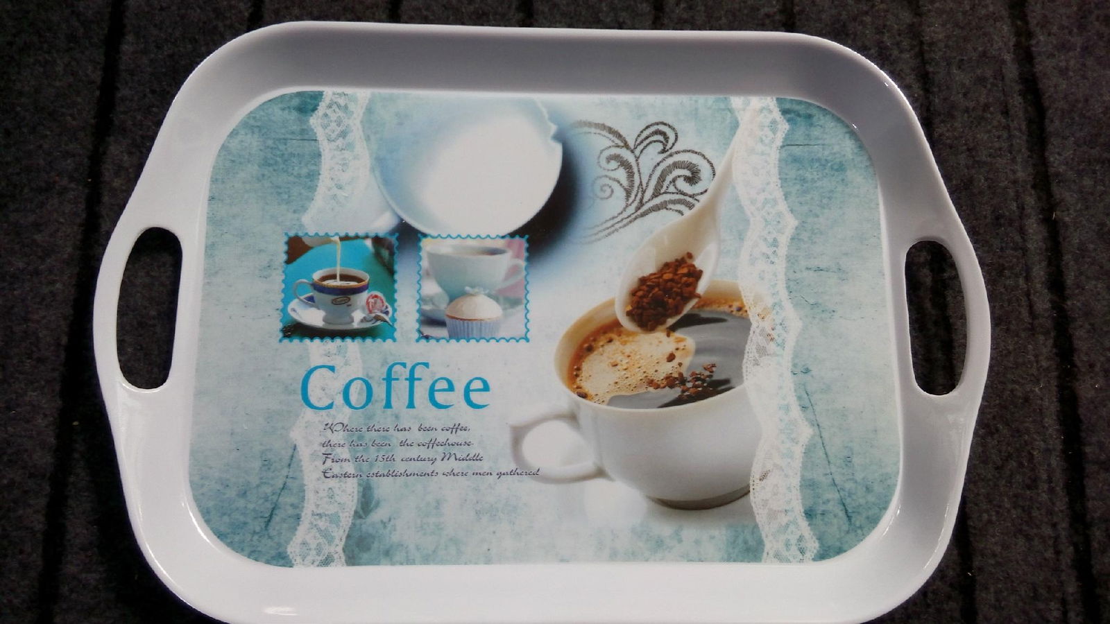 14"DOUBLE HANDLE MELAMINE TRAY 2