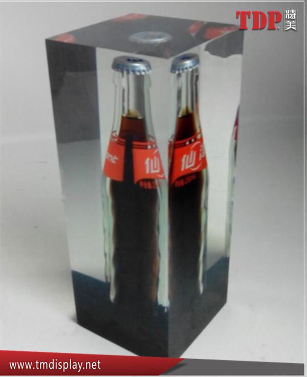 Factory Custom Crystal Resin Embedded Beer Bottle Block