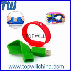 Silicon Wristband Bracelet Usb Flash Disk with Company Logo for Company Gift