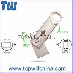 Slim Rotating Swivel Usb 3.1 Type C Flash Drive 32GB Buckle Design Fast Delivery