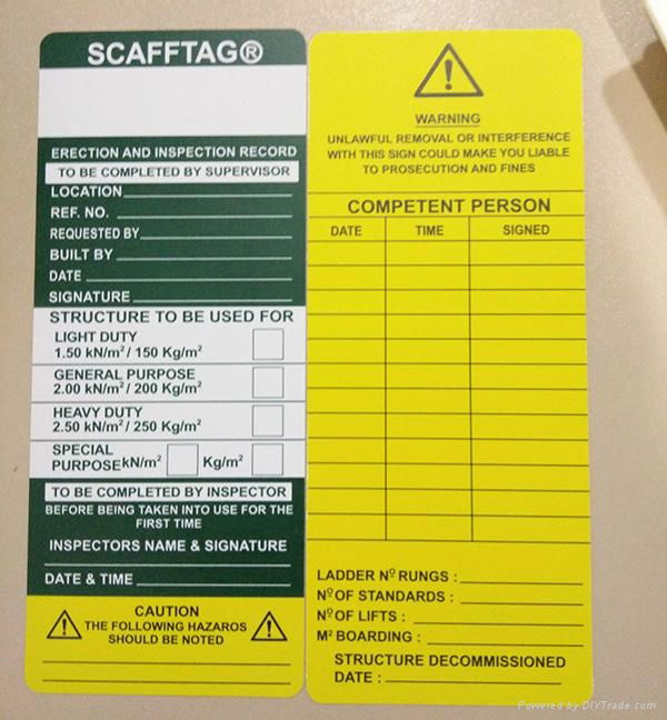 OEM Plastic Scaffolding Tag/Ladder Tag 2