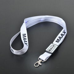 Lighting polyester silk screen led lanyard with metal hook for party decoration