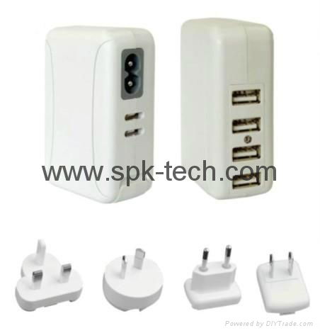 4 USB Ports Mains Charger SCH618 with interchangeable plugs