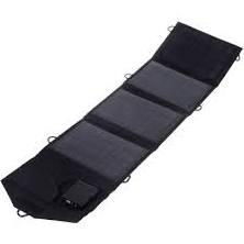 14W Dual Output Foldable Portable Solar Panel Charger - Black