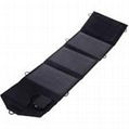 14W Dual Output Foldable Portable Solar Panel Charger - Black 1