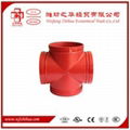 FM UL approval ductile iron grooved pipe fittings cross 1