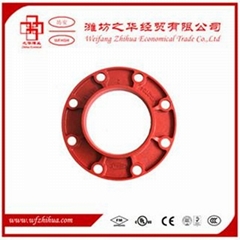 FM UL approval ductile iron grooved pipe fittings adaptor flange