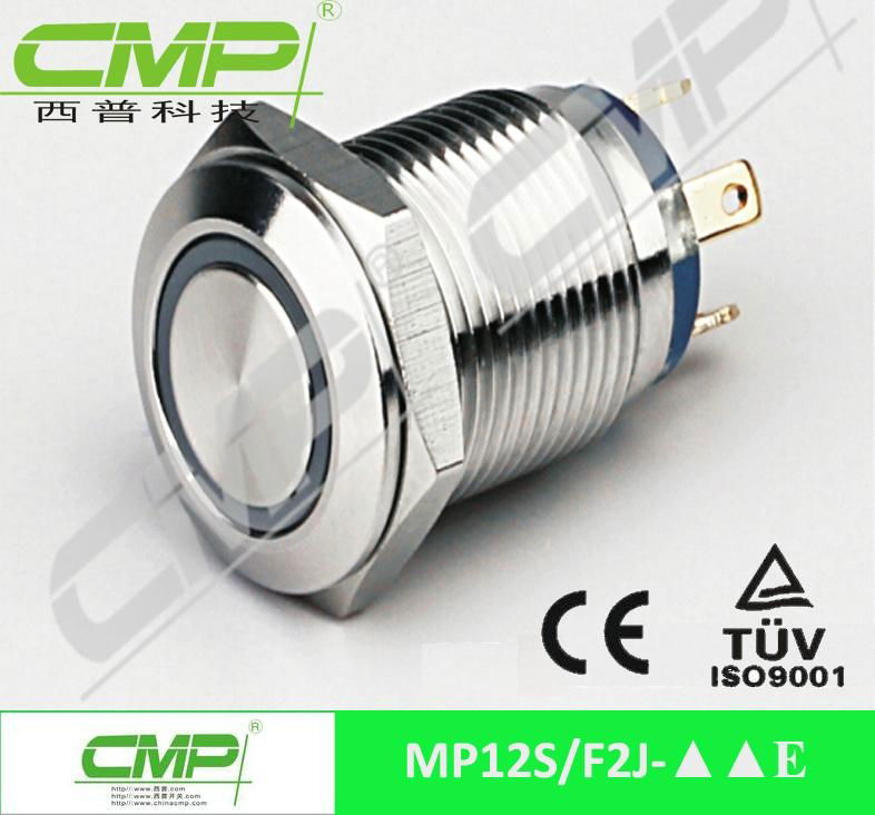 cheap 12mm metal waterproof ring LED push button switch 3