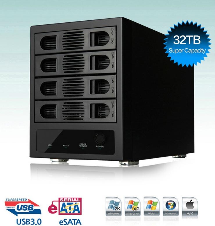 Tower Type 4 Bays enclosure with raid and jbod function HS406U3S