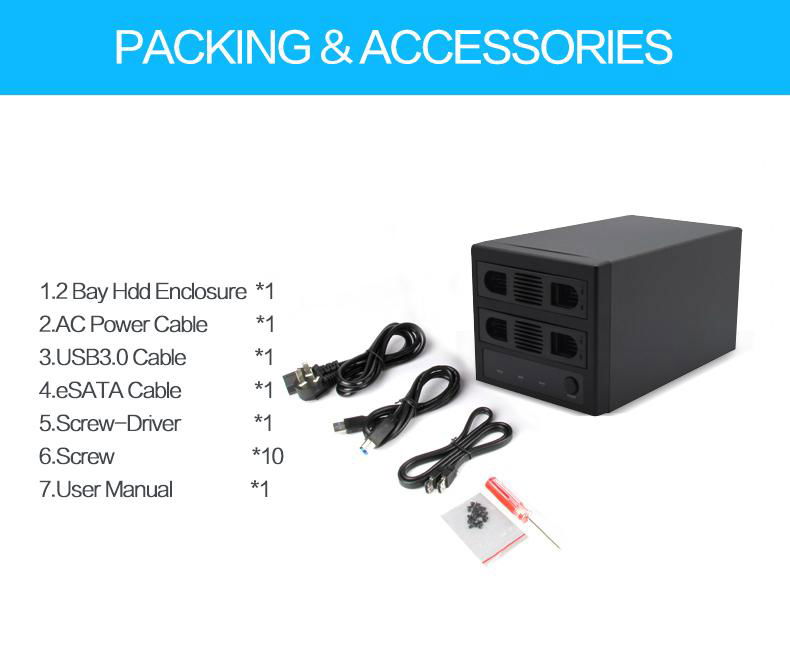 hdd caddy for 2 bay hard disk drives usb3.0 3