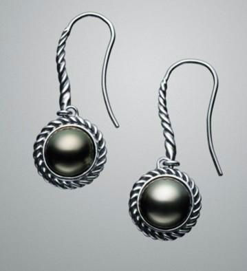 David Yurman Black Pearl Cable Wrap Drop Earrings