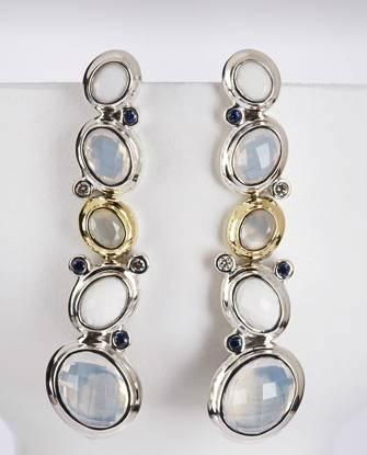 David Yurman White Oval Mosaic Drop Earrings