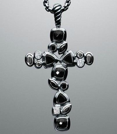 David Yurman Black Confetti Cross Pendant