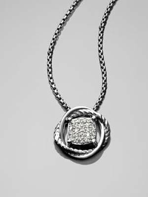 David Yurman 7mm Pave Diamond Infinity Necklace