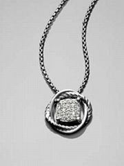 David Yurman 7mm Pave Diamond Infinity Necklace