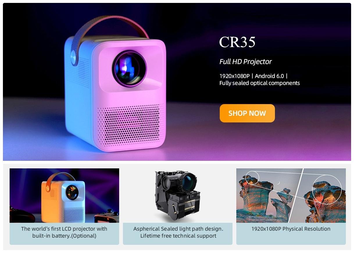 CRE CR35 home cinema wireless lcd projector mini oem projectors 1080p support 4k 3