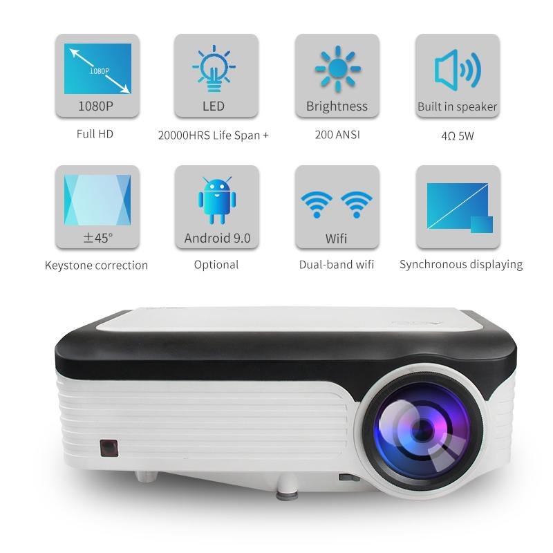 x2001 best projector for home cinema high contrast ratio 5000:1 LCD wifi beamer 3