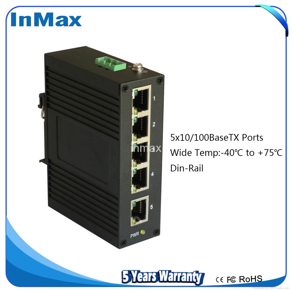 5 RJ45 Port Unmanaged Industrial Ethernet Switch i305B 2