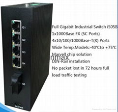 5 ports gigabit switch with fiber optic port i505B