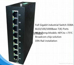 8×10/100/1000BaseT(X) ports full gigabit industrial switch i508A