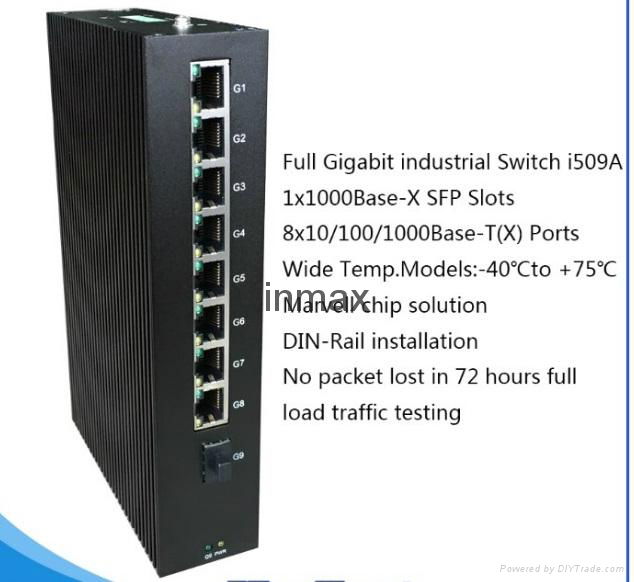9 ports full gigabit networking switch with 1x1000BaseX SFP for IP camera i509A