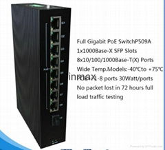 8×10/100/1000BaseT(X) PoE ports and 1×1000BaseX SFP slot industrial switch P509A