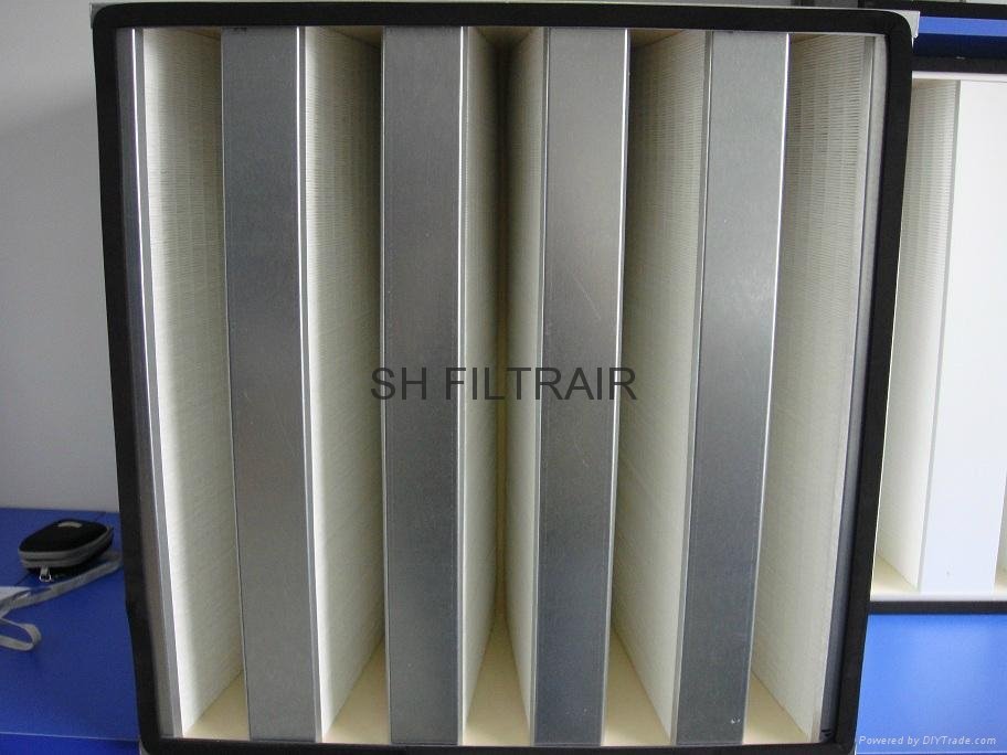 V-bank metal frame filter