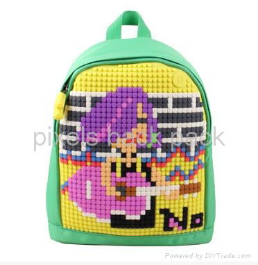 2017 hot sale panel pixels kid love back pack, DIY backpack  4