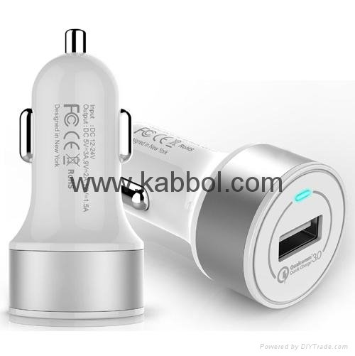Car Charger , 1 Port Rapid Cigarette USB Car Charger with Qualcomm 3.0 3