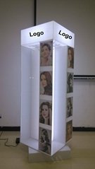 Floor Rotating Acrylic Hair Extension Display Stand with LED Light