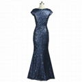 ELEGANT MERMAID SEQUINS V-NECK CAP SLEEVES BELT FLOOR LENGTH MOTHER DRESS M6029 2