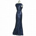 ELEGANT MERMAID SEQUINS V-NECK CAP SLEEVES BELT FLOOR LENGTH MOTHER DRESS M6029 3