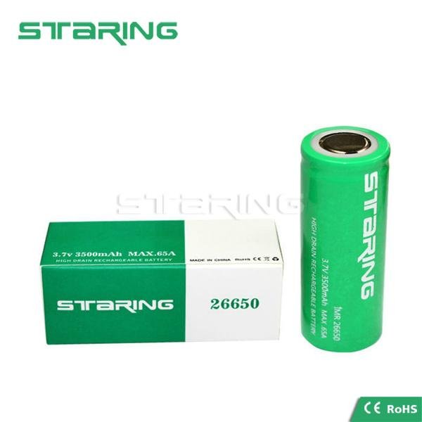 Staring 26650 3.7V 3500mAh Rechargeable Li-ion Battery 
