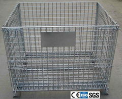 Folding Wire Mesh Container with Casters