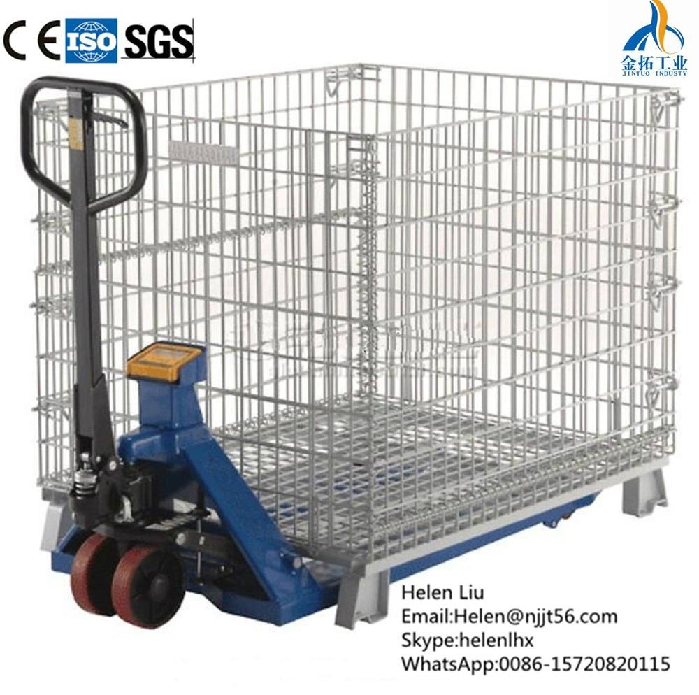  Folding Wire Mesh Container with Casters Steel Storage Cage 2