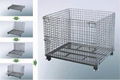  Folding Wire Mesh Container with Casters Steel Storage Cage 4