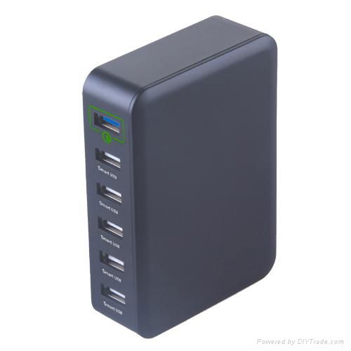 5 Port 5V/2.4A + 1 Port Quick Charge 2.0 60w 6 port qc 2.0 usb wall charger 2