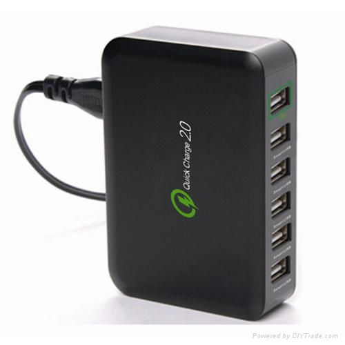 5 Port 5V/2.4A + 1 Port Quick Charge 2.0 60w 6 port qc 2.0 usb wall charger 5