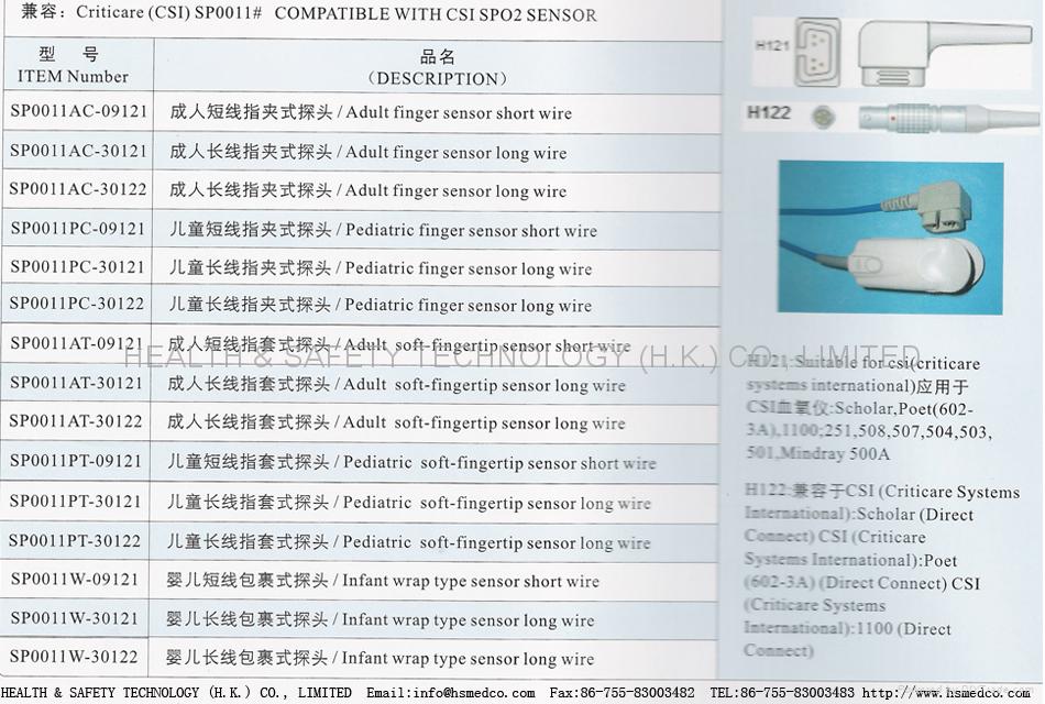 Criticare (CSI)  adult fingertip sensor long wire 2