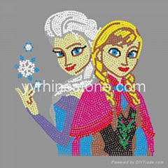 Hot sale Frozen Anna Elsa heat Rhinestone Transfers